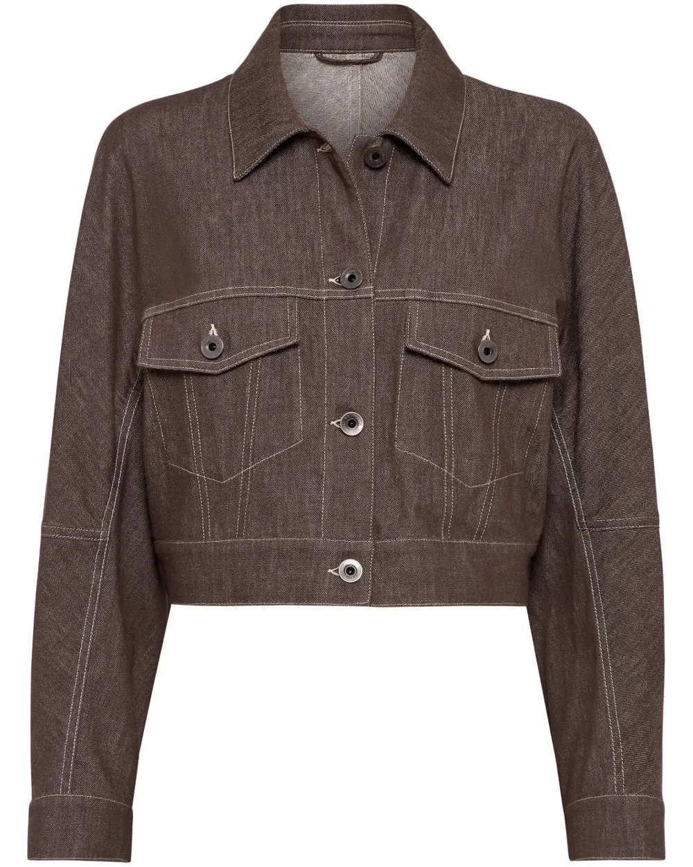 Panama and Khaki Denim Cropped Jacket