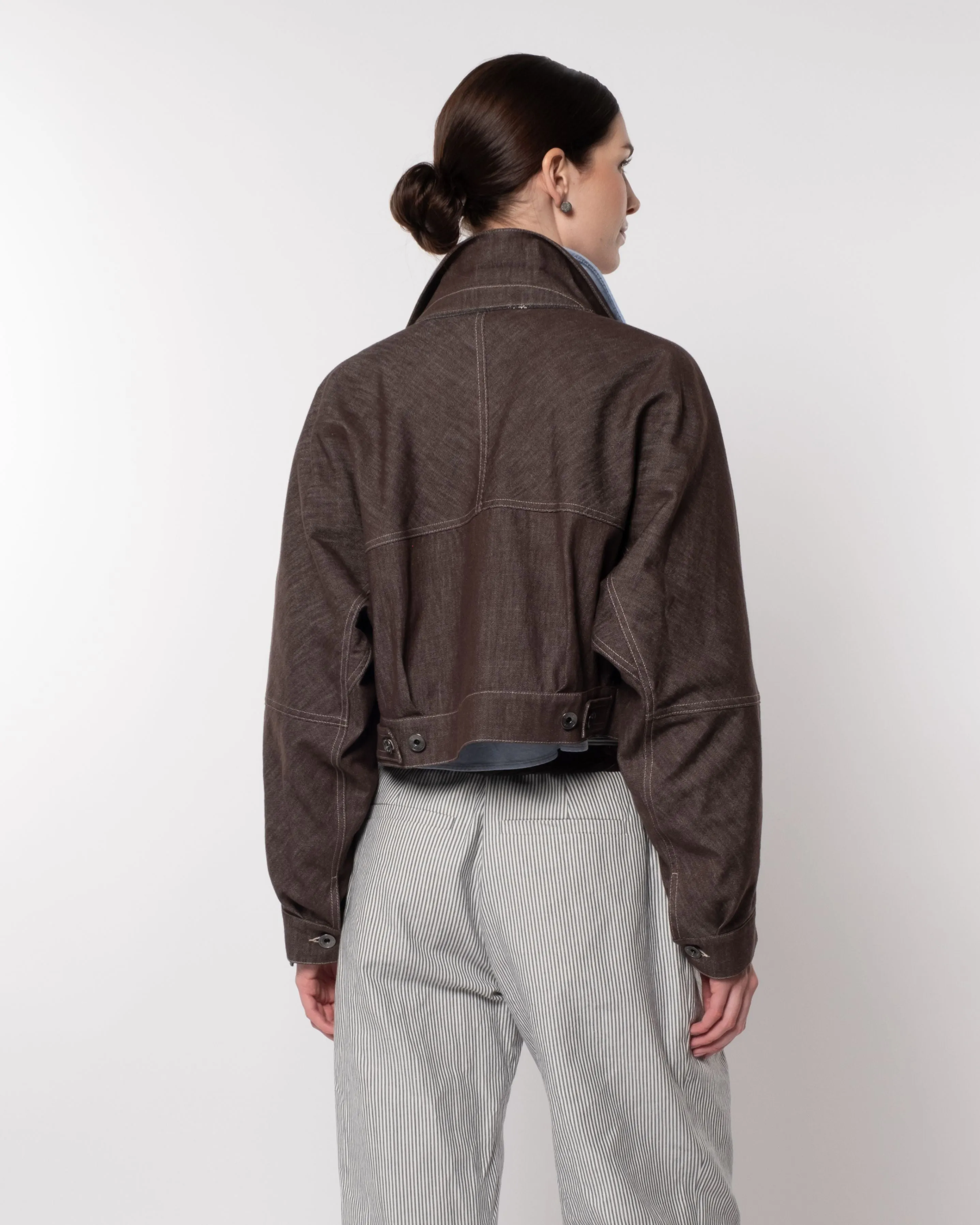 Panama and Khaki Denim Cropped Jacket