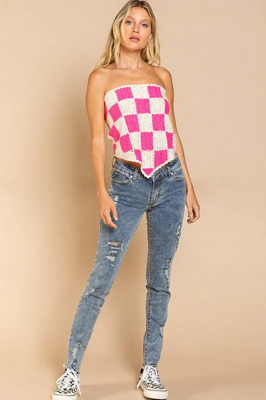 Panama Checker Tie Top