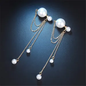 Pearl & 18K Gold-Plated Chain Ear Jackets