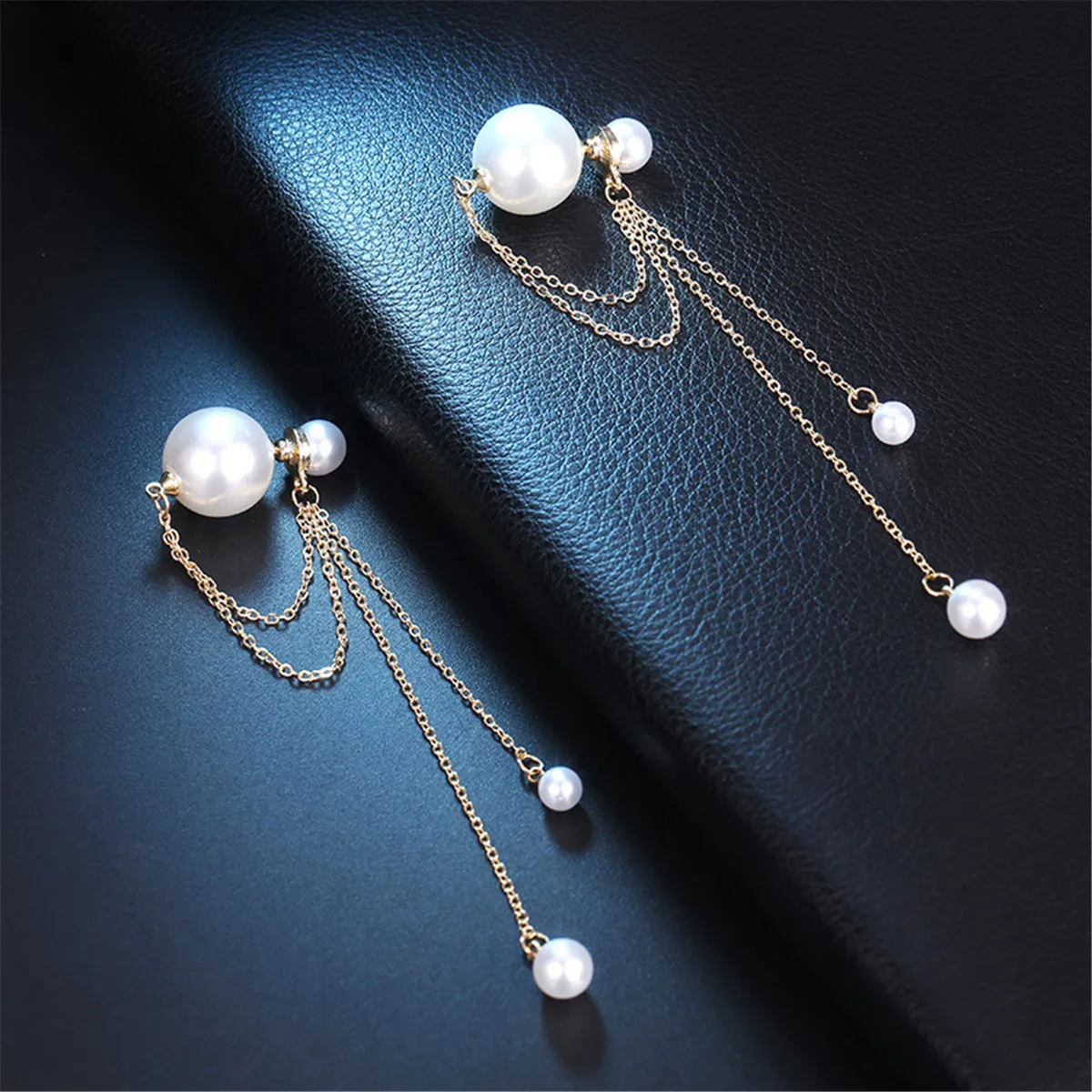 Pearl & 18K Gold-Plated Chain Ear Jackets