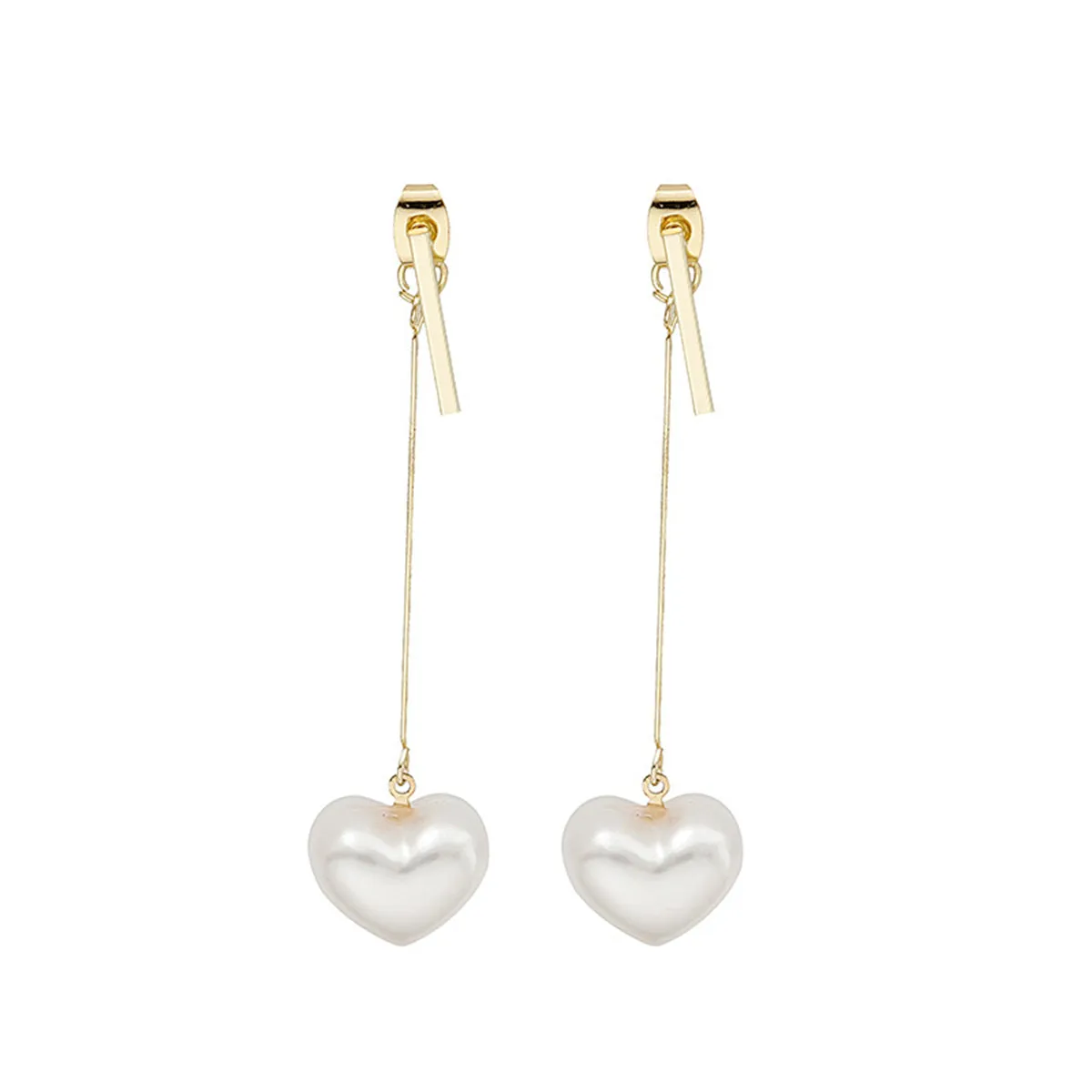 Pearl & 18K Gold-Plated Heart Ear Jackets
