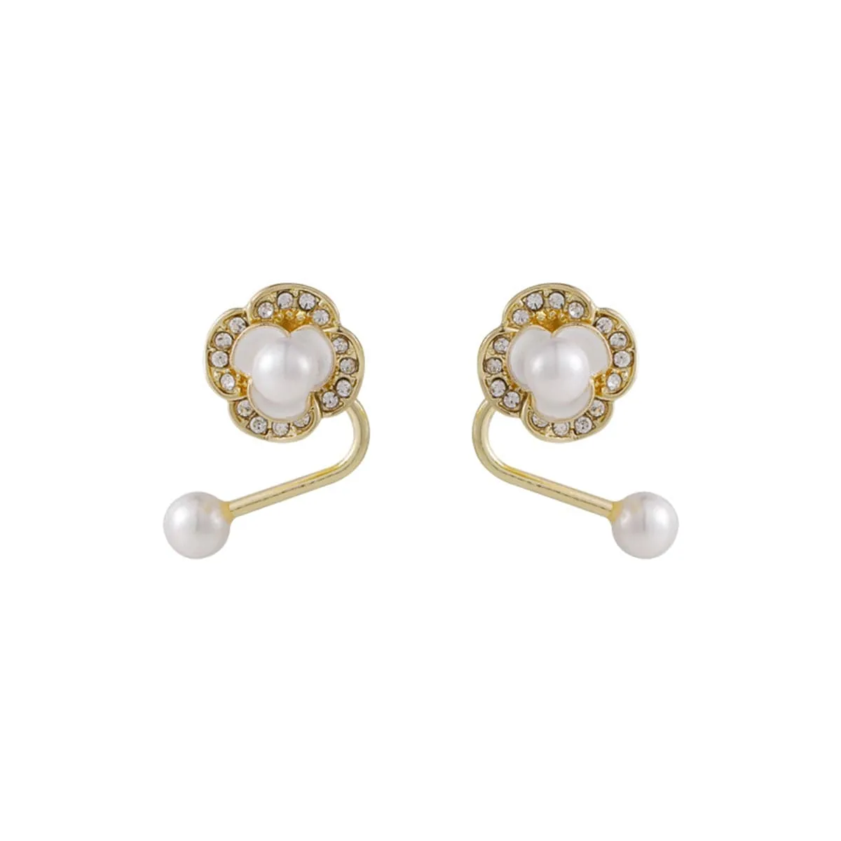 Pearl & Cubic Zirconia Flower Ear Jackets