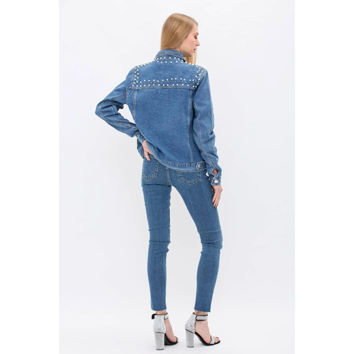 PEARL DEMIM JACKETS: BLACK / L