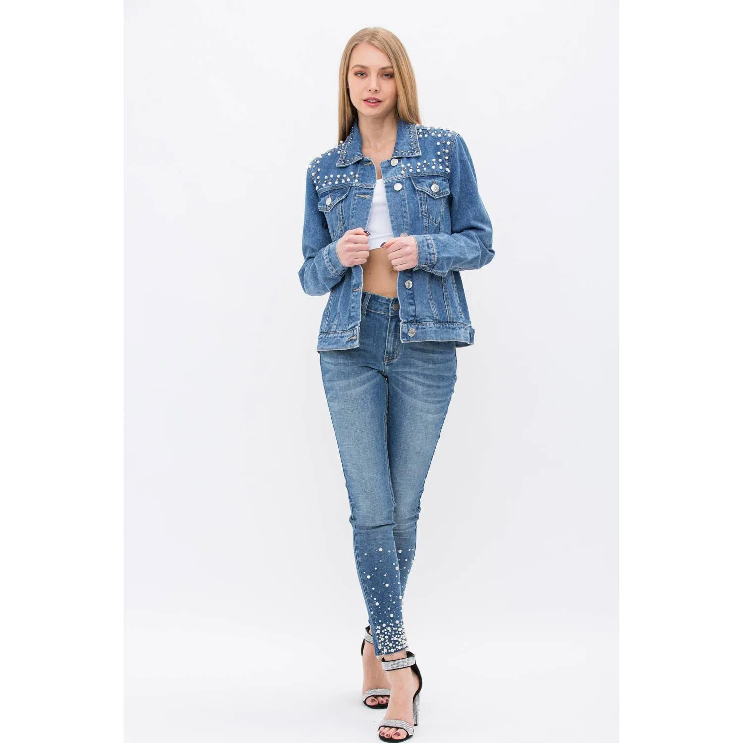 PEARL DEMIM JACKETS: BLACK / M