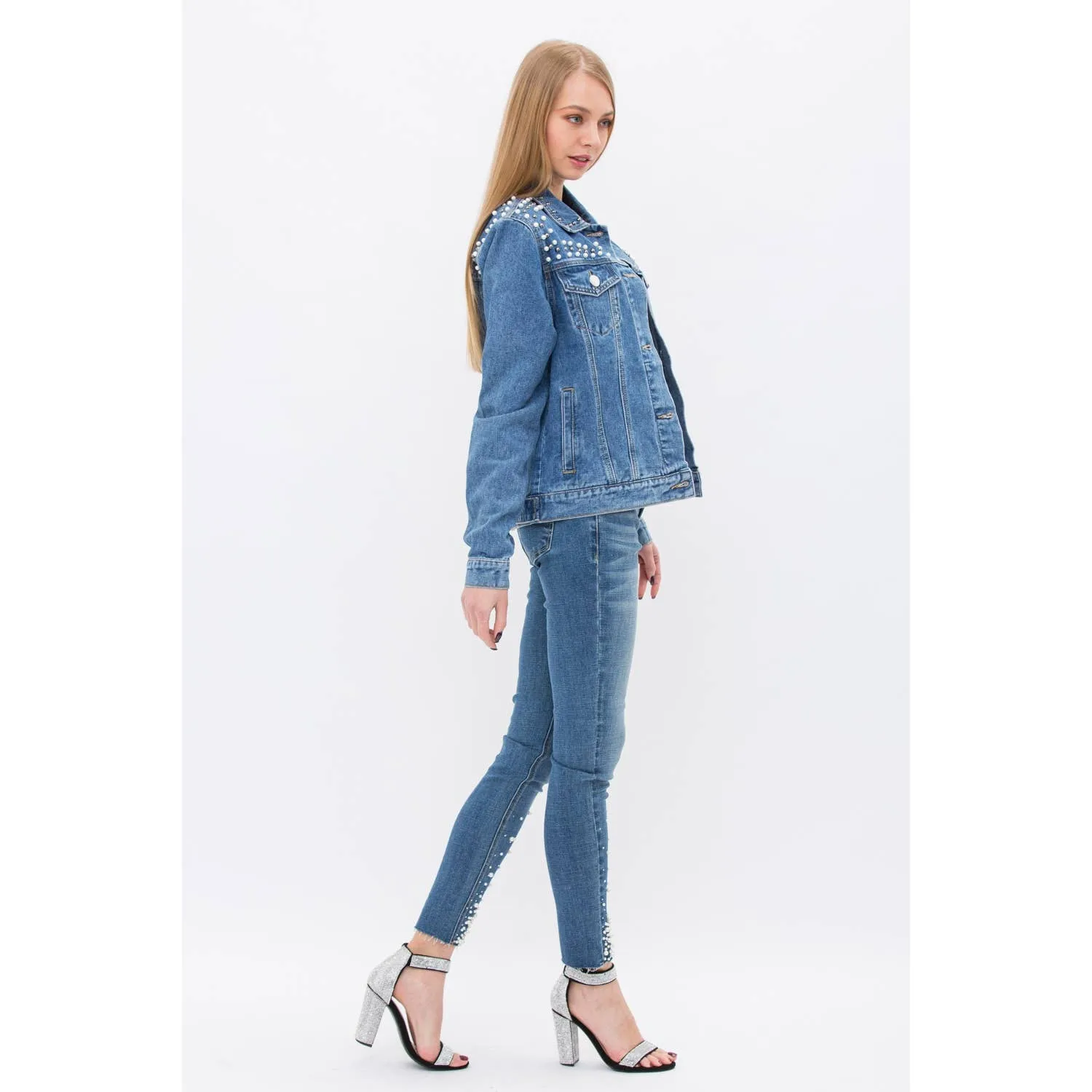 PEARL DEMIM JACKETS: BLACK / M