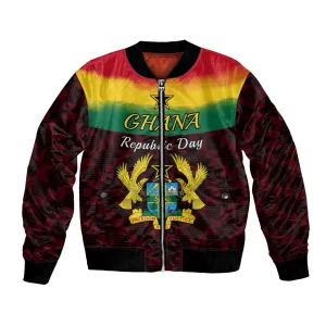 Personalised 1 July Ghana Republic Day Bomber Jacket African Pattern Mix Flag Unique Style LT14