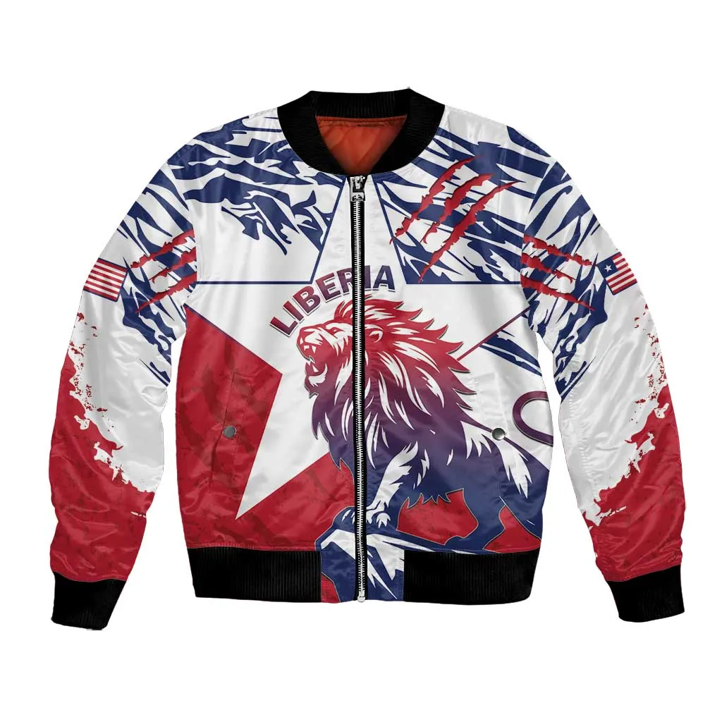 Personalised Afro Liberia Bomber Jacket African King Lion - Grunge Style LT15