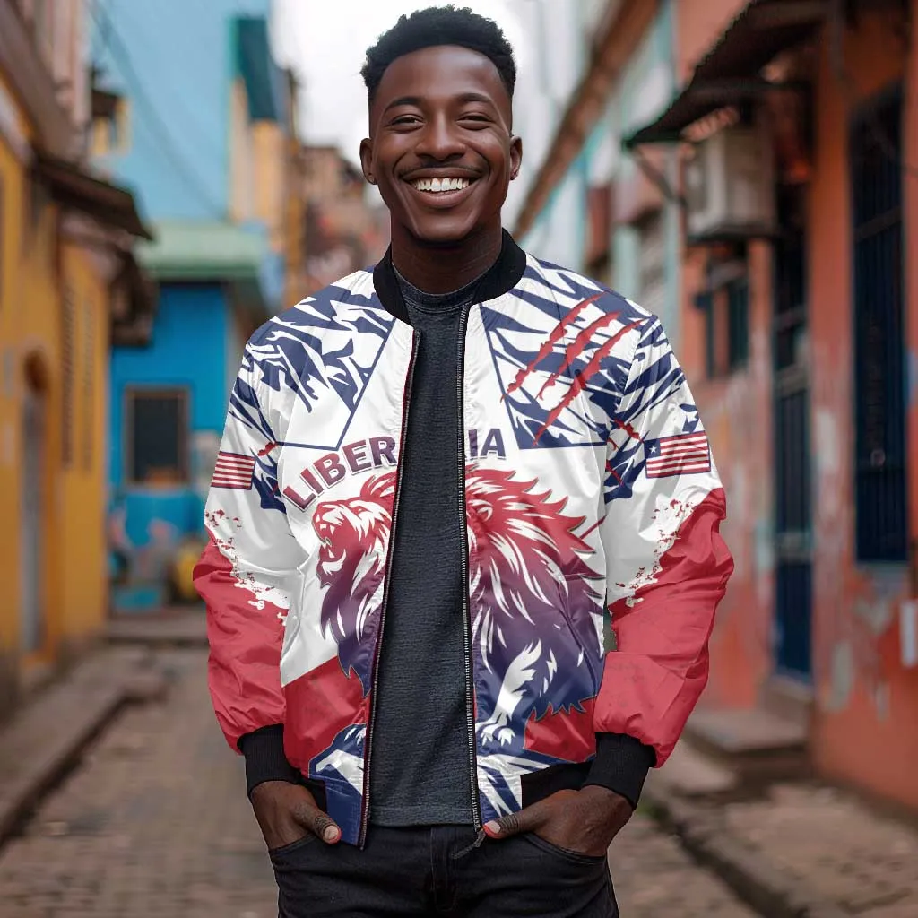 Personalised Afro Liberia Bomber Jacket African King Lion - Grunge Style LT15