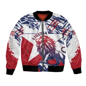 Personalised Afro Liberia Bomber Jacket African King Lion - Grunge Style LT15