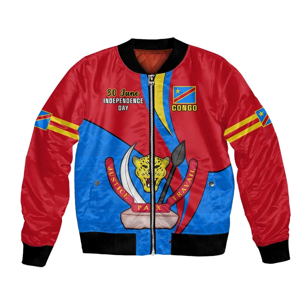 Personalised Democratic Republic of the Congo Independence Day Bomber Jacket Coat Of Arms Happy 30 June LT14