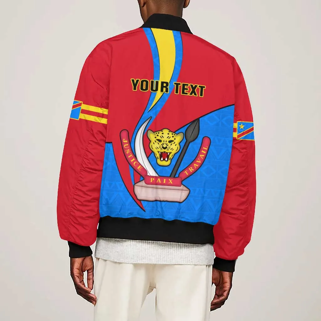 Personalised Democratic Republic of the Congo Independence Day Bomber Jacket Coat Of Arms Happy 30 June LT14