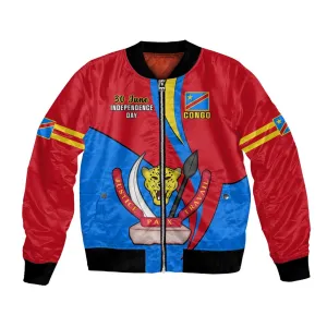 Personalised Democratic Republic of the Congo Independence Day Bomber Jacket Coat Of Arms Happy 30 June LT14