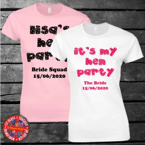 Personalised Hen Party Matching T-shirts