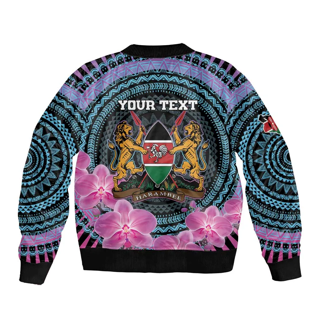 Personalised Kenya Lilac Breasted Roller Bomber Jacket Orchid Flower - African Pattern LT15