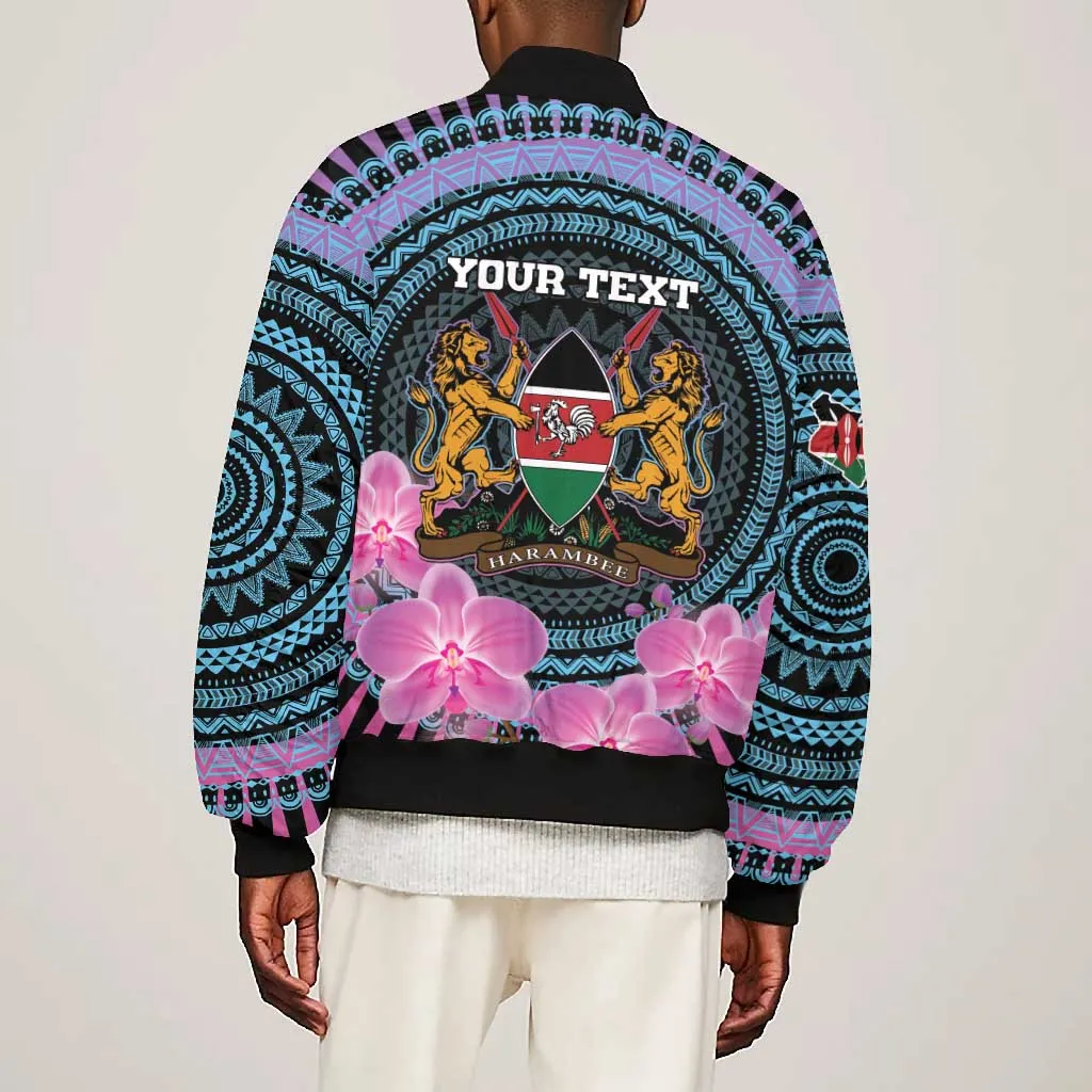 Personalised Kenya Lilac Breasted Roller Bomber Jacket Orchid Flower - African Pattern LT15