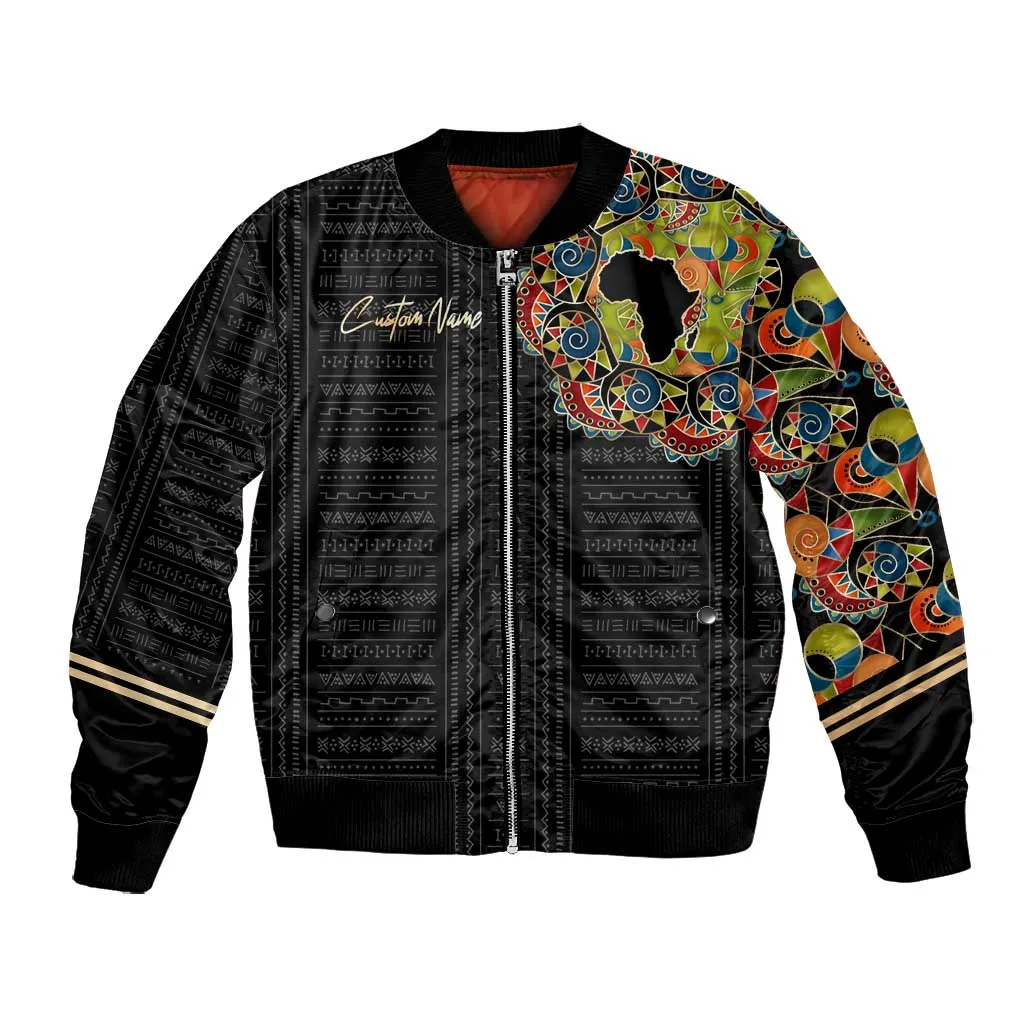 Personalized Sleeve African Pattern Bomber Jacket Multi-Colored DT02
