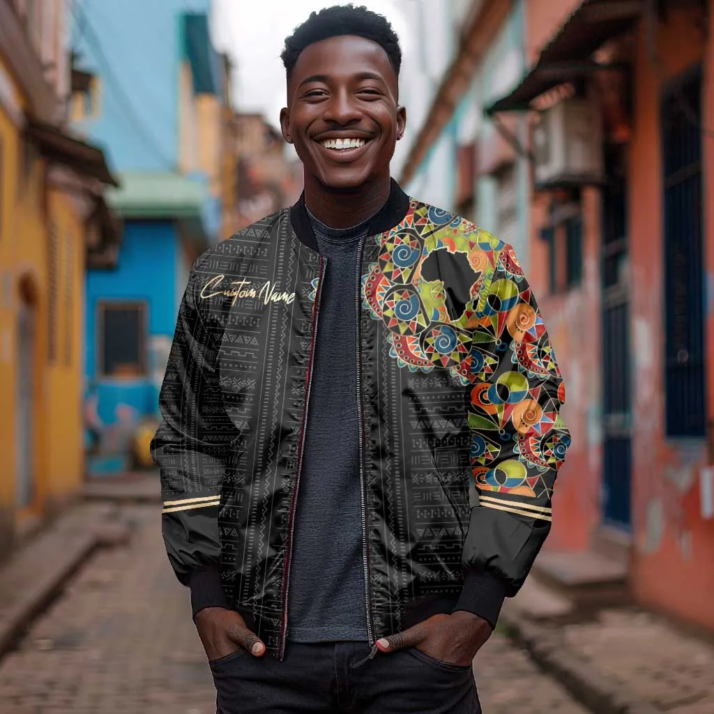 Personalized Sleeve African Pattern Bomber Jacket Multi-Colored DT02
