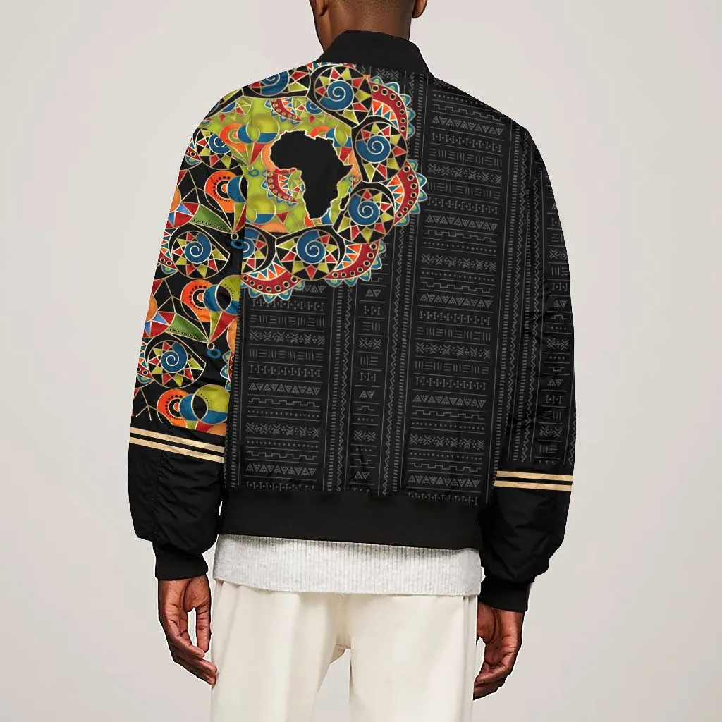 Personalized Sleeve African Pattern Bomber Jacket Multi-Colored DT02
