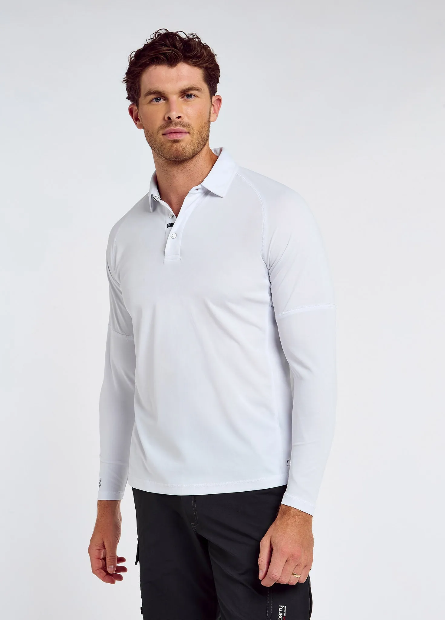 Piraeus Men's Long Sleeve Technical Polo - White