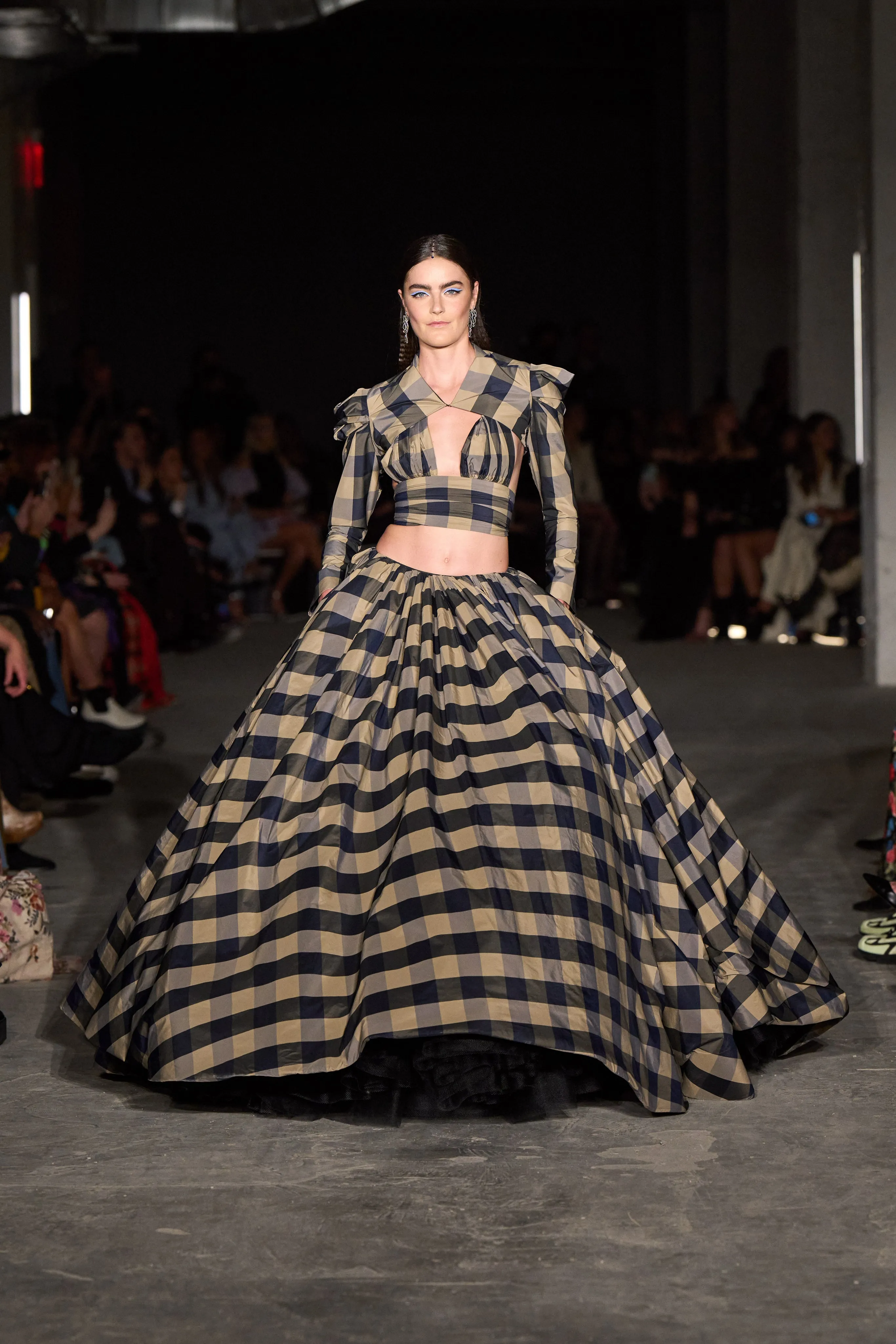 Plaid Pleated Shoulder Bolero