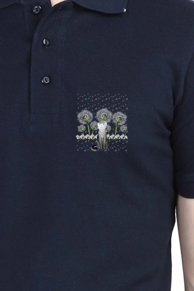 Polo Neck T-Shirt (Men) - Fresh White Cat (2 Colours)