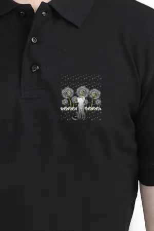 Polo Neck T-Shirt (Men) - Fresh White Cat (2 Colours)