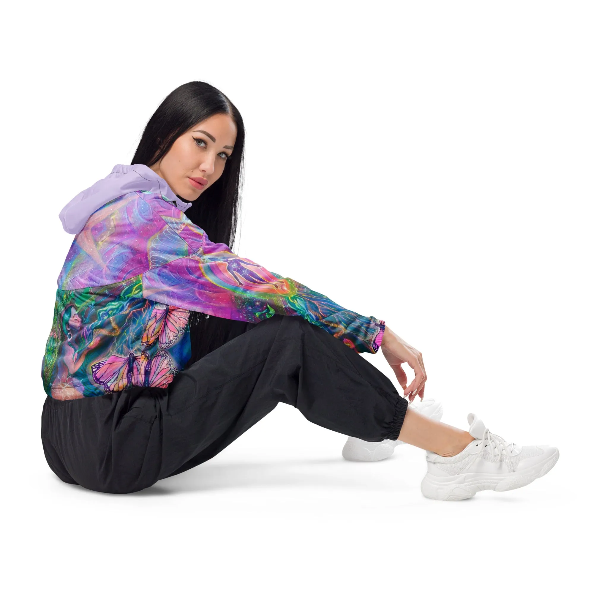 'Prayers of Divine Imagination' Cropped windbreaker