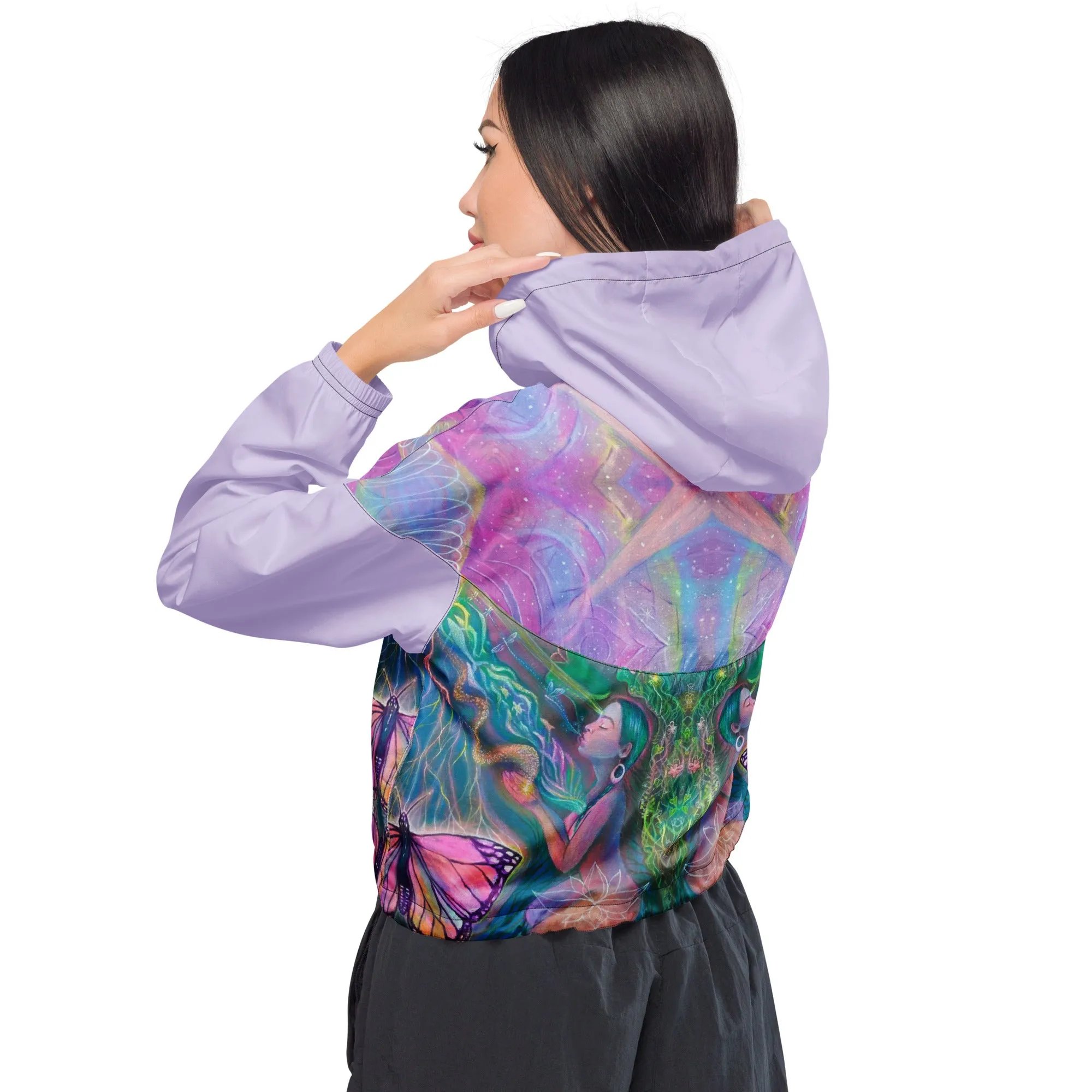 'Prayers of Divine Imagination' Cropped windbreaker