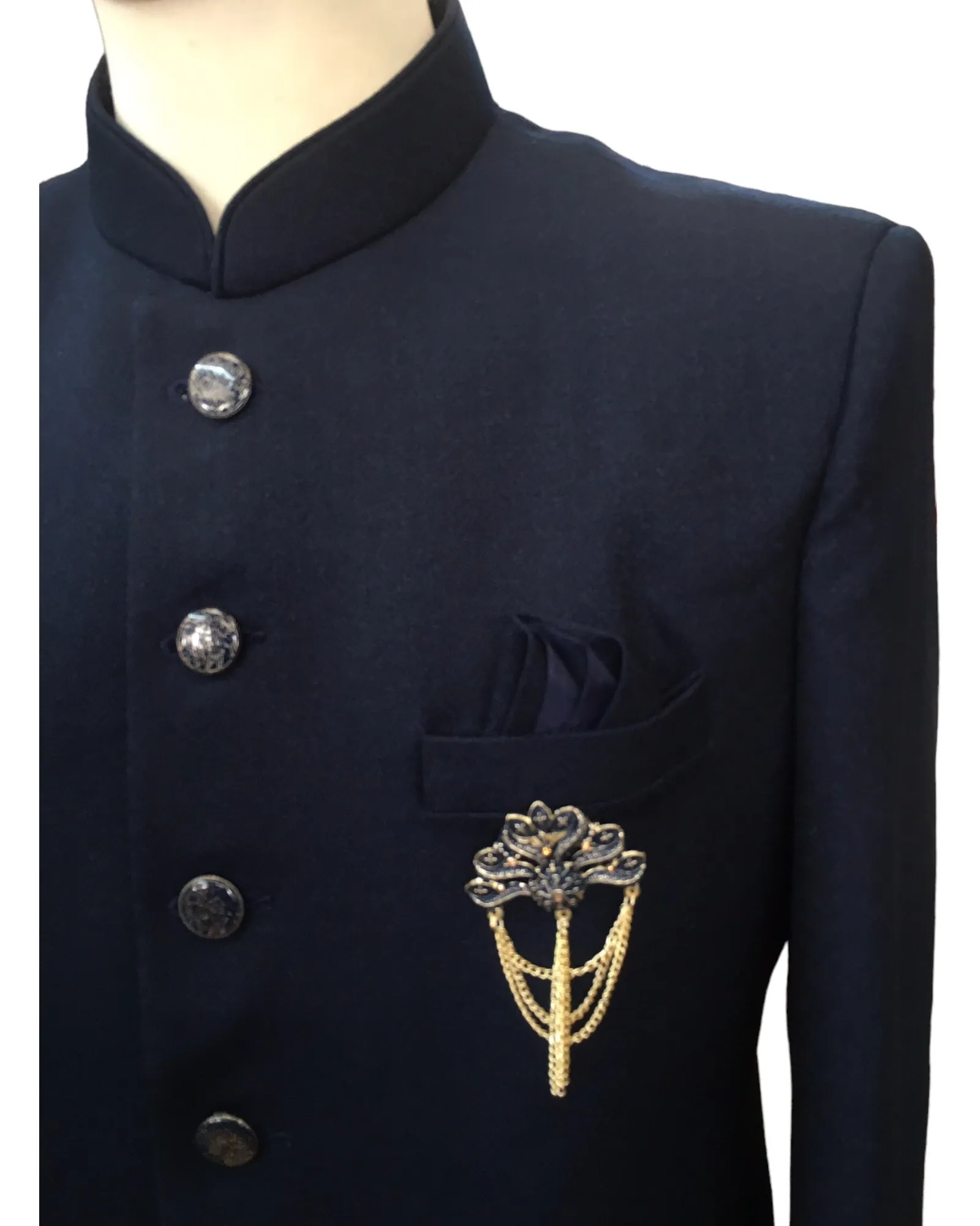 PREMIUM Slim Fit Mens Navy Blue BandhGala / Prince / Chinese Collar Jacket - Fantastic Fit - CS2406 TC 0524