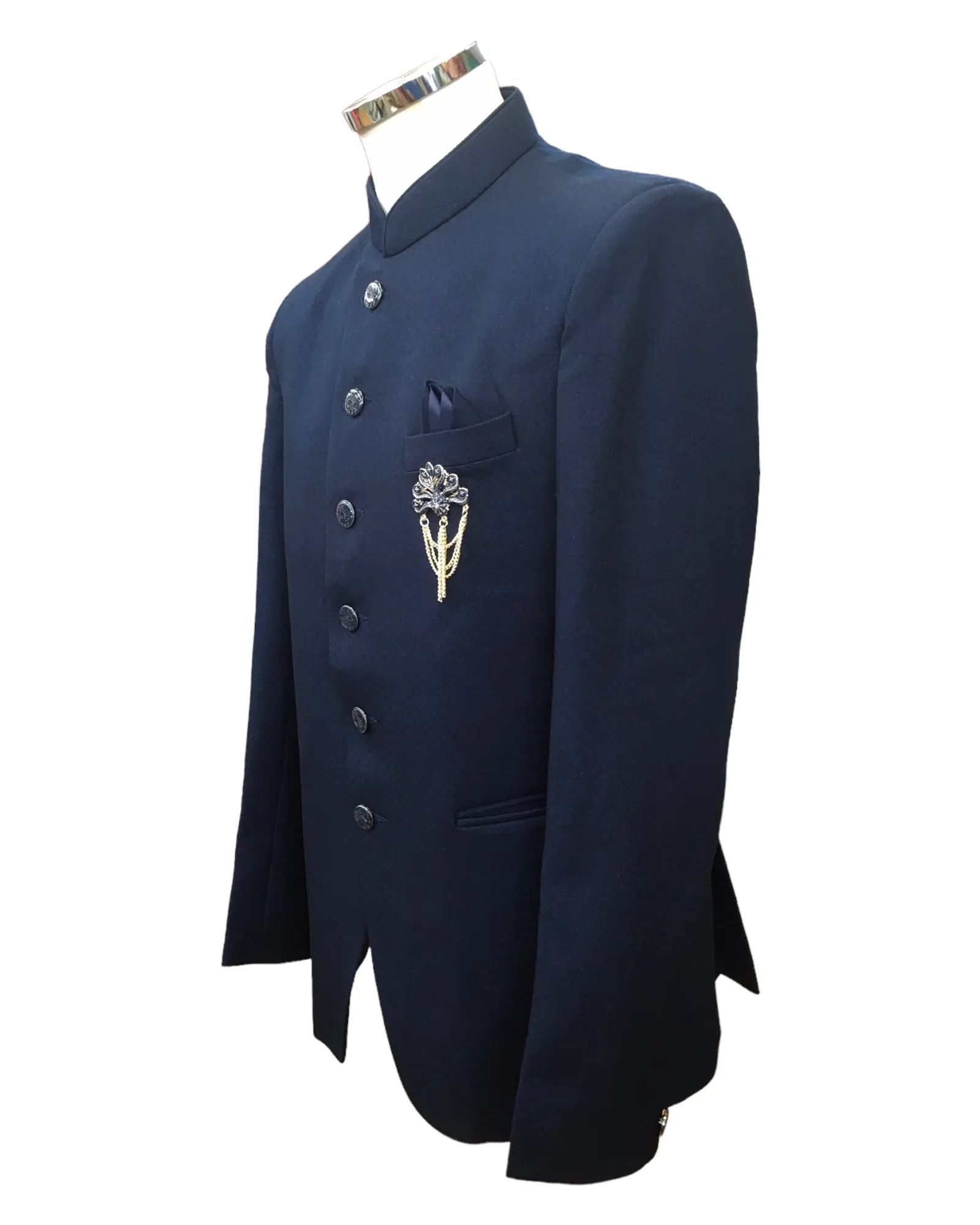 PREMIUM Slim Fit Mens Navy Blue BandhGala / Prince / Chinese Collar Jacket - Fantastic Fit - CS2406 TC 0524
