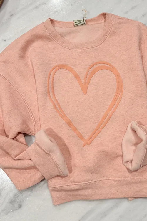 Puff Heart Cropped Sweatshirt