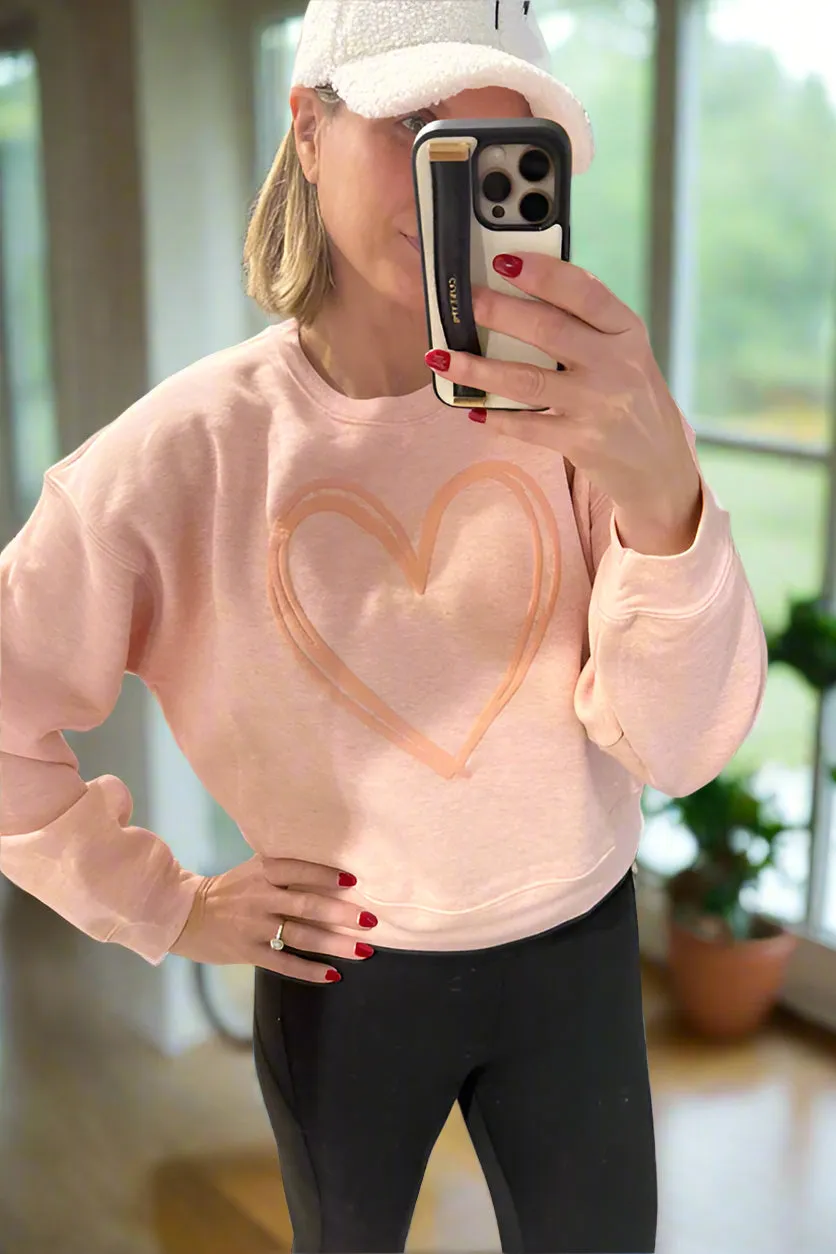 Puff Heart Cropped Sweatshirt