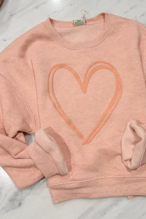 Puff Heart Cropped Sweatshirt
