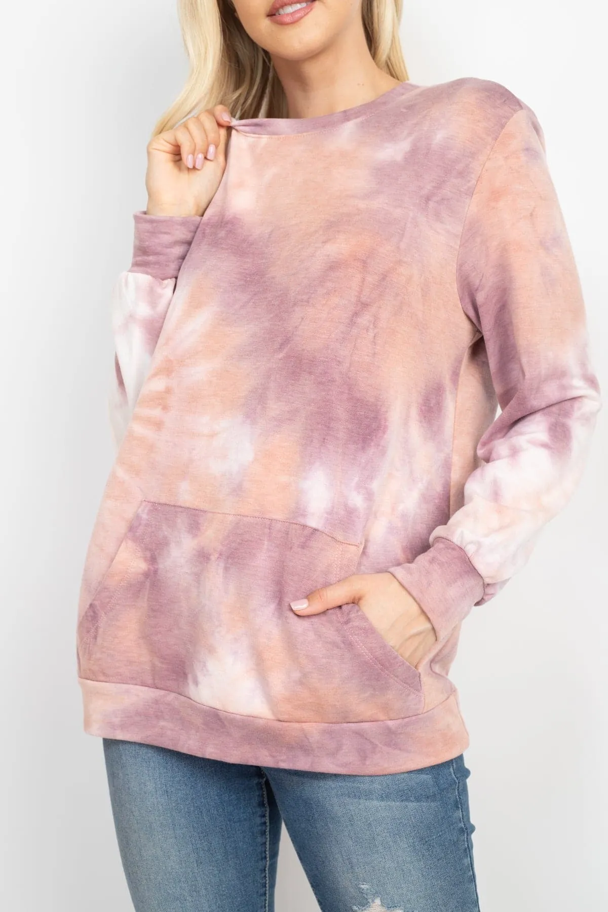 Purple French Terry Tie Dye Pullover with Pockets - Pack of 7