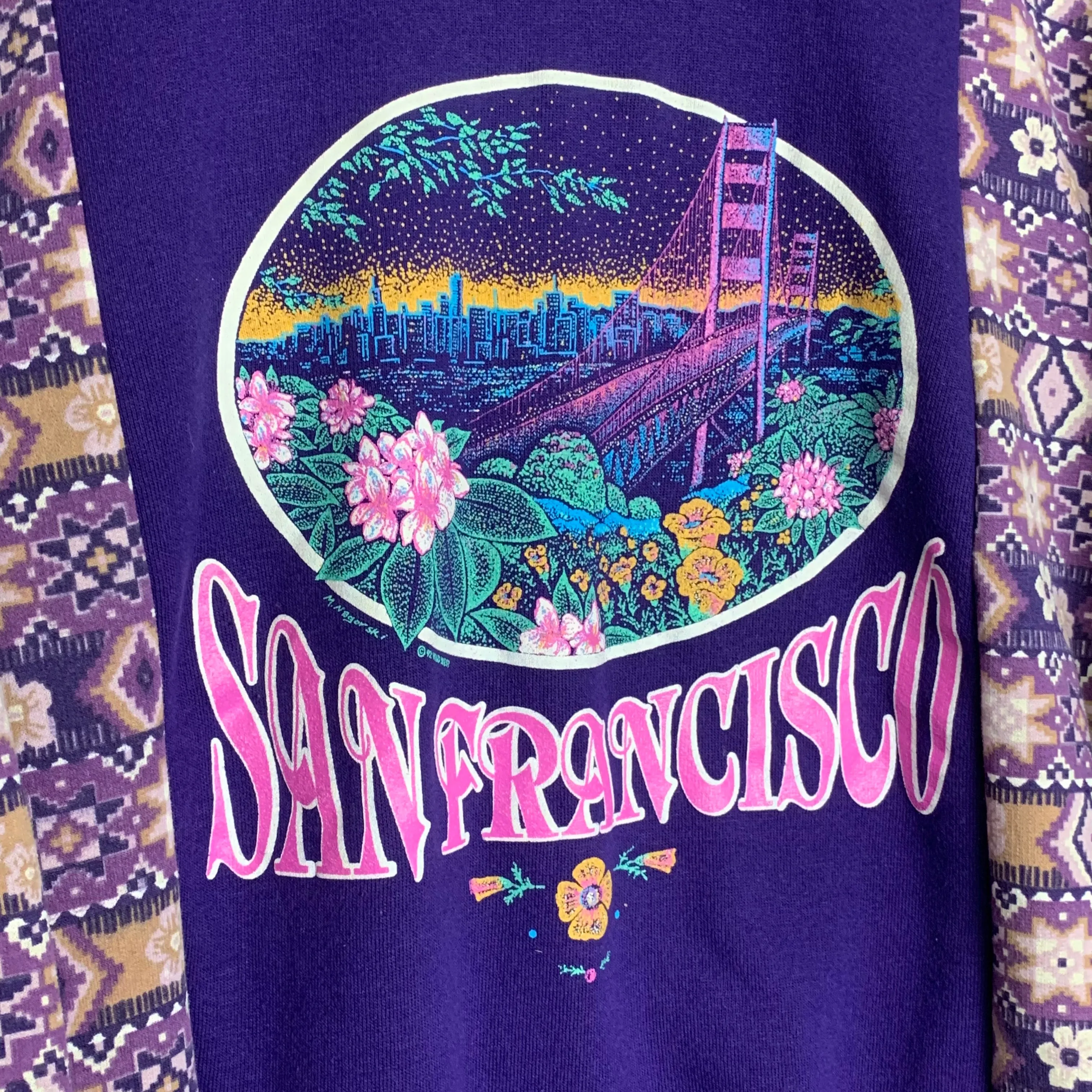 "1 of 1" San Francisco Patchwork Pattern Sweater (M)