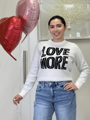 "Amor" Love More Pearls Detail Long Sleeve Sweaters