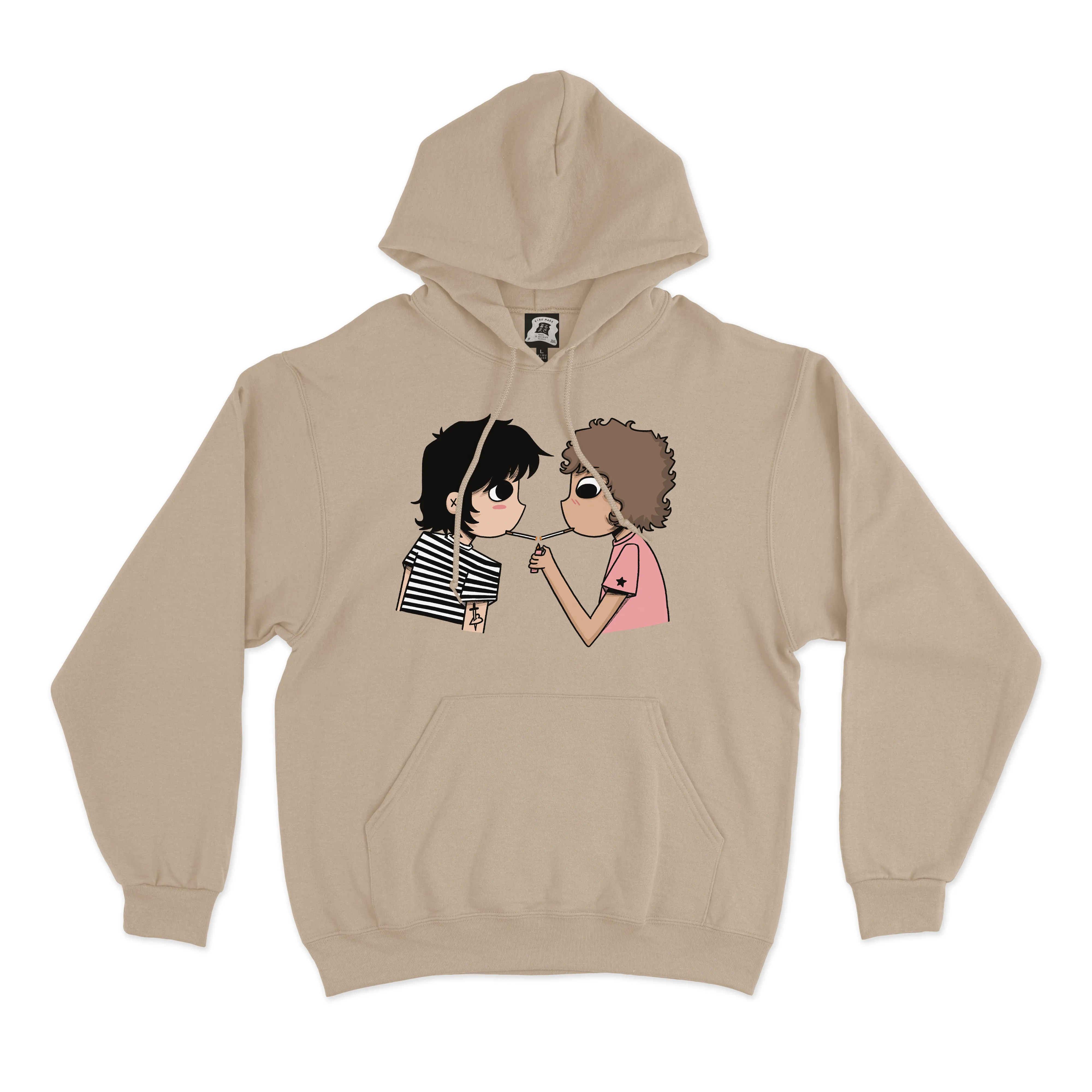 "Boys" Fleece Hoodie Beige/Light Pink