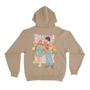 "Colorful Crush" Fleece Hoodie Beige/Light Pink