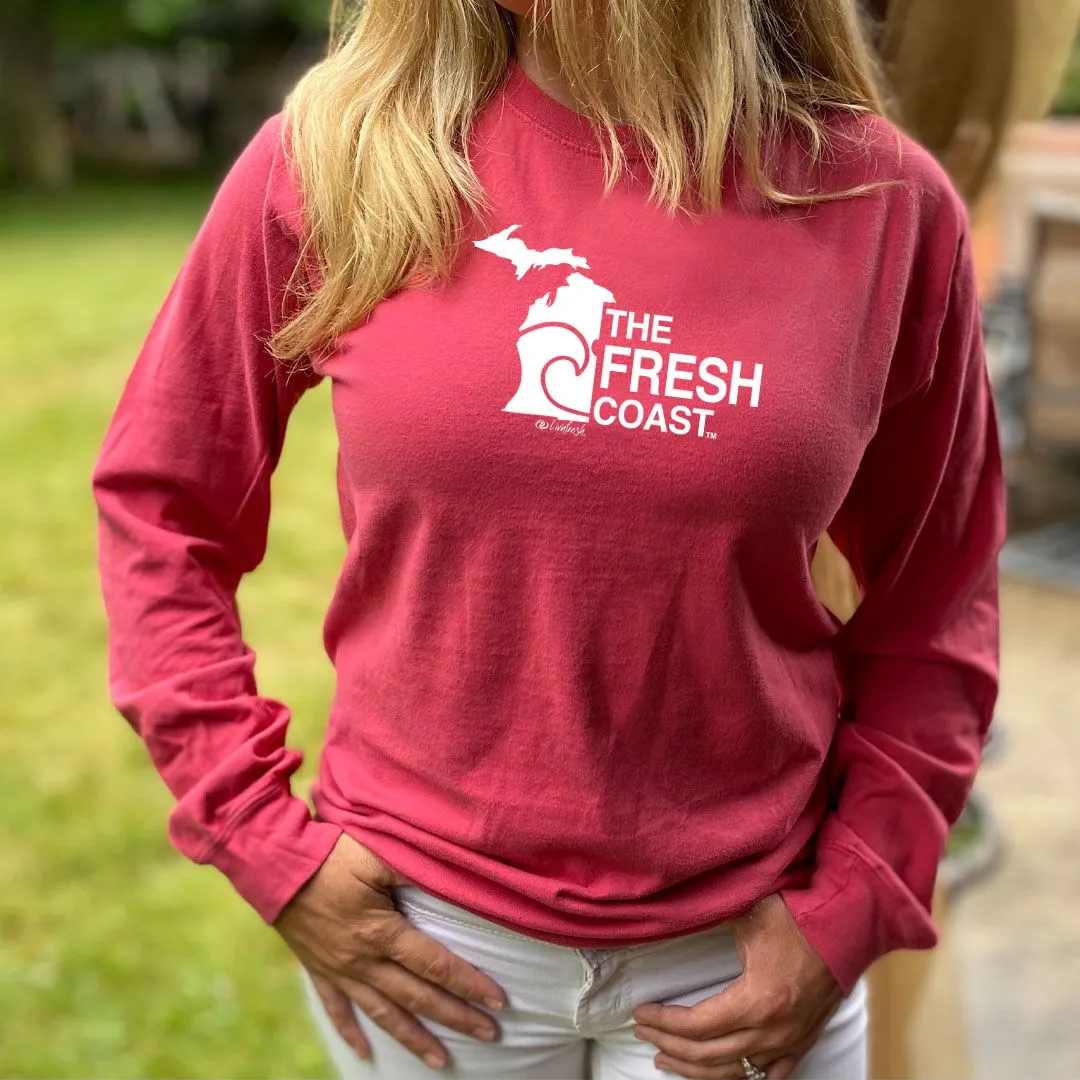 "Fresh Coast" Relaxed Fit Stonewashed Long Sleeve Unisex T-Shirt