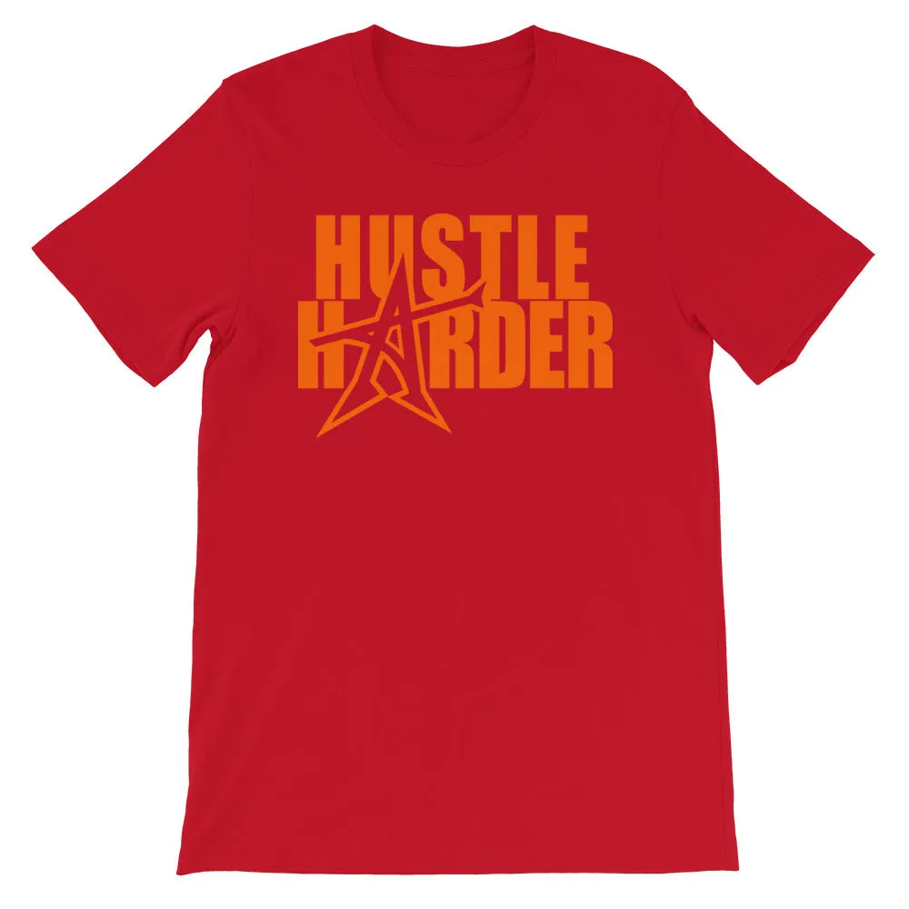 "HUSTLE HARDER" T-shirt (neon-orange print)