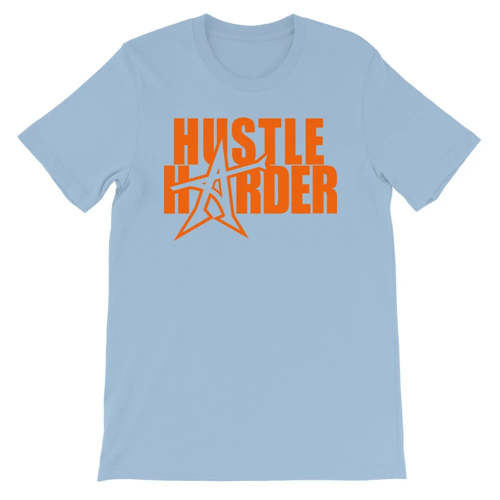 "HUSTLE HARDER" T-shirt (neon-orange print)