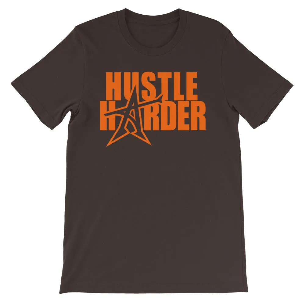 "HUSTLE HARDER" T-shirt (neon-orange print)