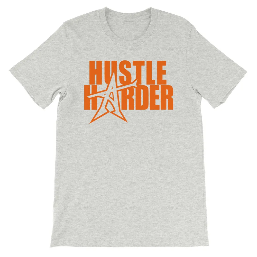 "HUSTLE HARDER" T-shirt (neon-orange print)