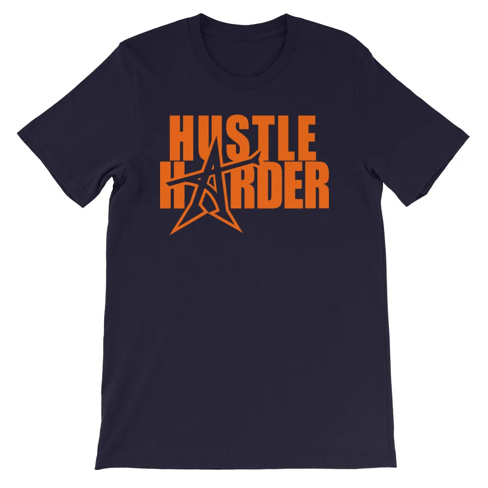 "HUSTLE HARDER" T-shirt (neon-orange print)