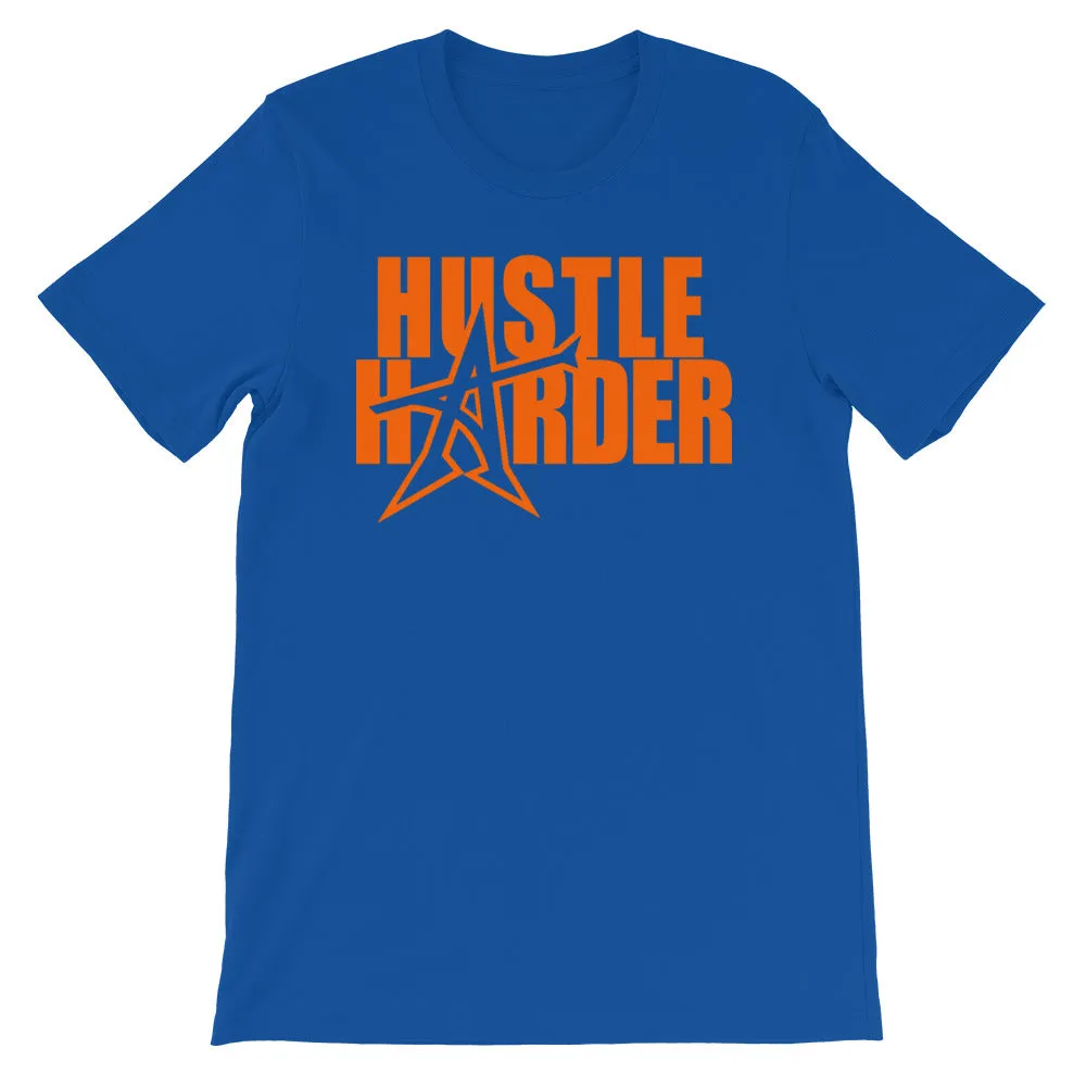 "HUSTLE HARDER" T-shirt (neon-orange print)