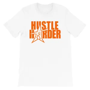 "HUSTLE HARDER" T-shirt (neon-orange print)
