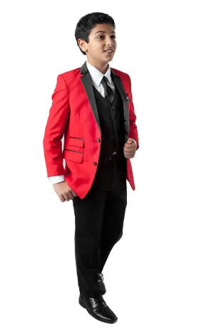 "Jason" Tazio Kids Red 4-Piece Tuxedo