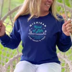 "Michigan Kind Of Life" Relaxed Fit Stonewashed Long Sleeve Unisex T-Shirt