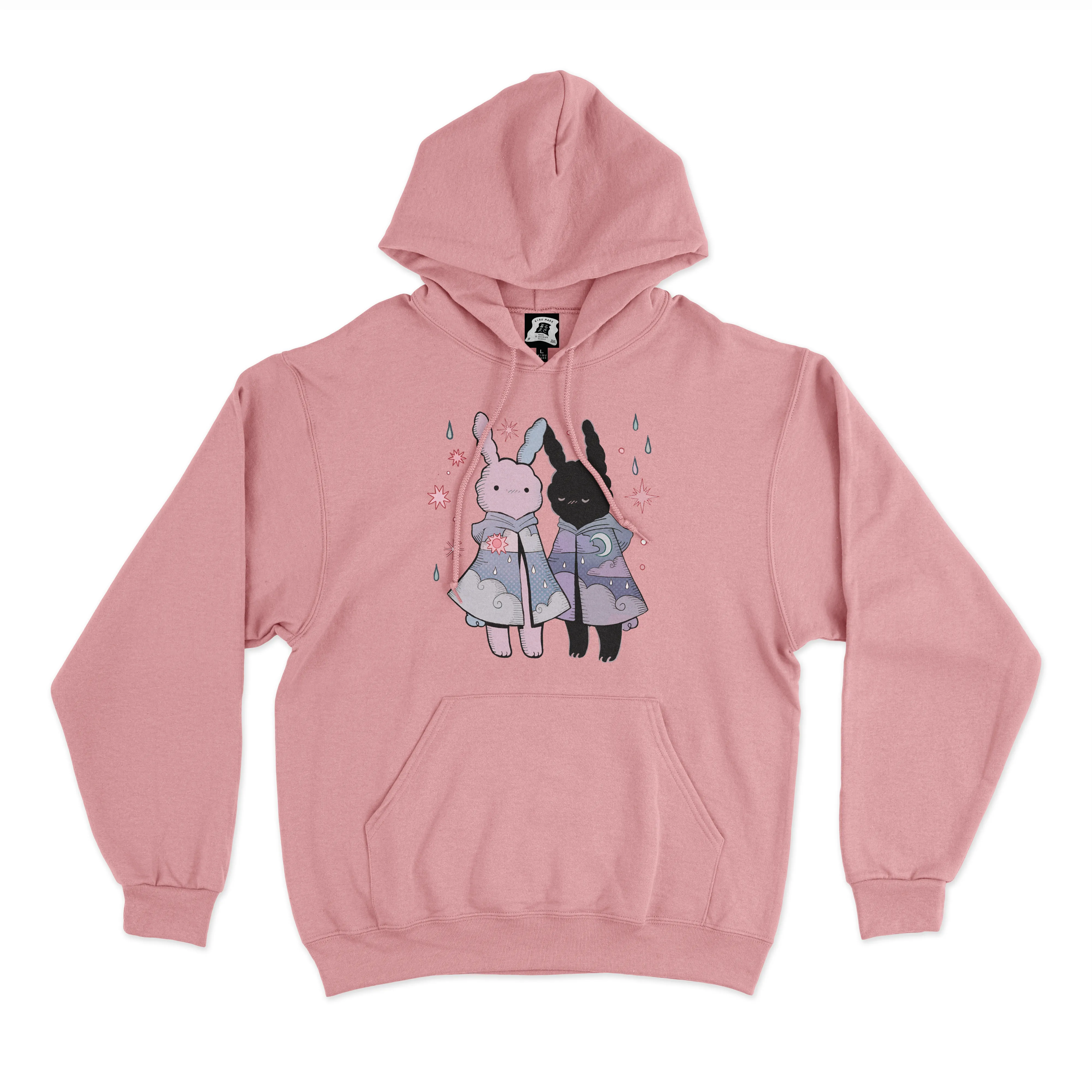 "Raincoat Bunnies" Basic Hoodie Light Pink/Black